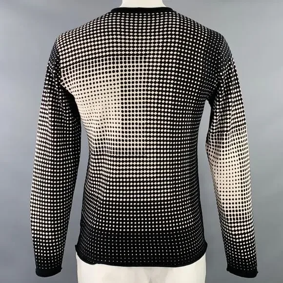 ARMANI COLLEZIONI L Black White Geometric Dots Silk Blend Crew Neck Pullover